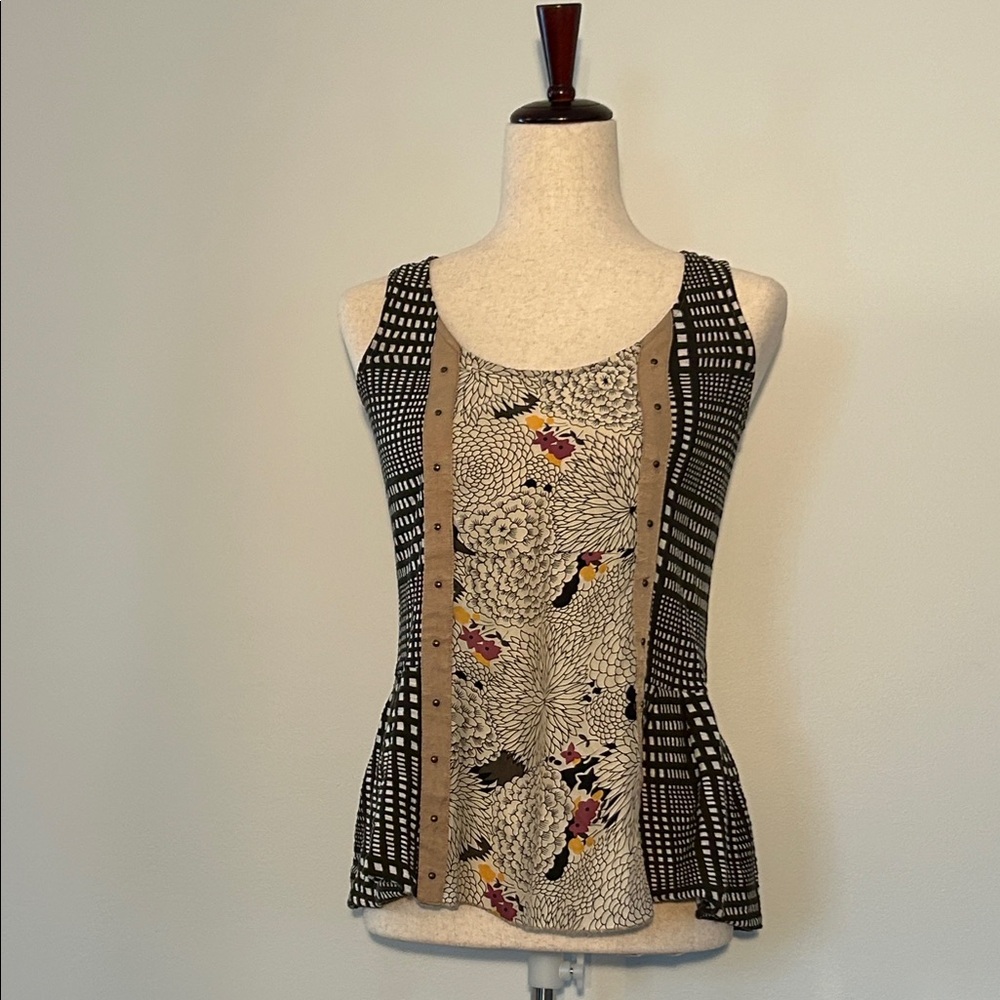 Anthropologie Tiny Mixed Print Tank Top Silk/Cotton